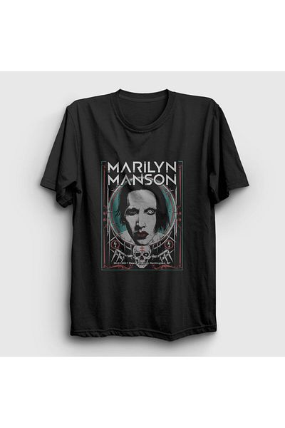 Presmono Унисекс черна тениска Ny Marilyn Manson 38756tt