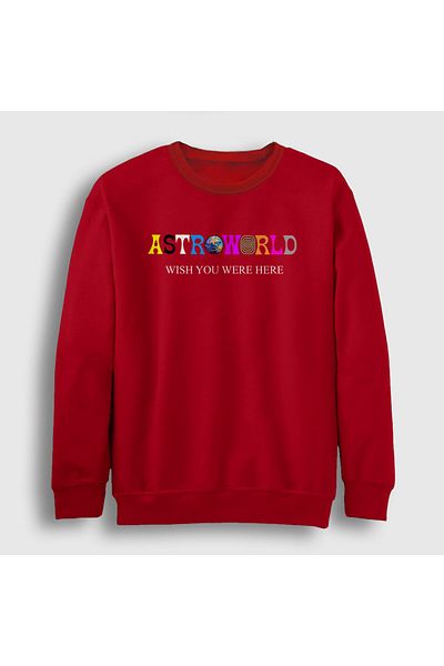 Presmono Унисекс червен суитшърт Astroworld V4 Travis Scott 44788tt