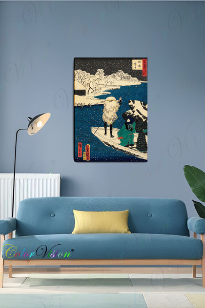 ColorVision Utagawa Hiroshige Karda Hashiba Feribotu Kanvas Tablo