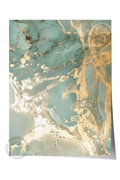 Postifull Abstract Green Marble No1 Poster, Vertical Wall Painting Comfort Series No: 108452