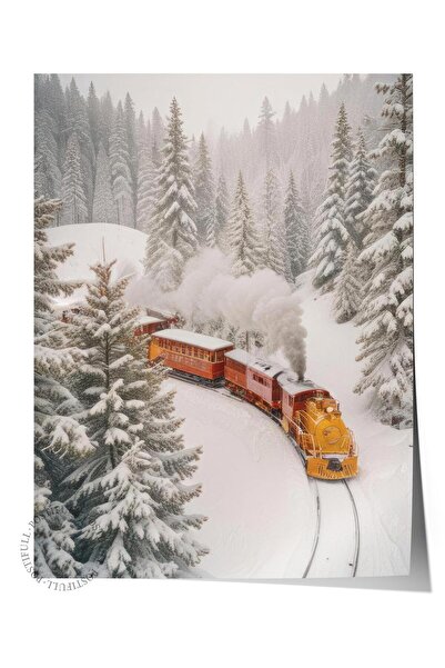 Postifull Holiday Train Poster, Yılbaşı Duvar Posteri, Dikey Duvar Tablosu Co...