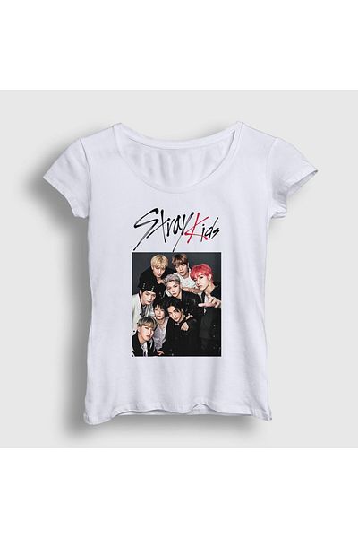 Presmono Tricou de damă cu bandă albă Stray Kids122561tt