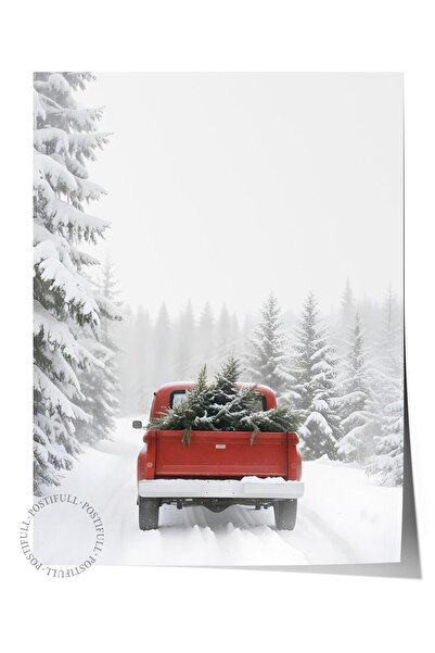 Postifull Driving Home for Christmas Poster, Yılbaşı Duvar Tablosu Comfort Se...