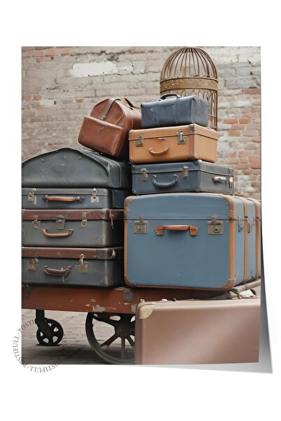 Postifull Poster Trunk Trolley, poster de perete fără cadru, pictură vertical...