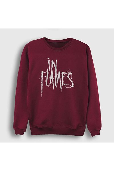 Presmono Унисекс суитшърт с лого In Flames в червено кларет 84258tt