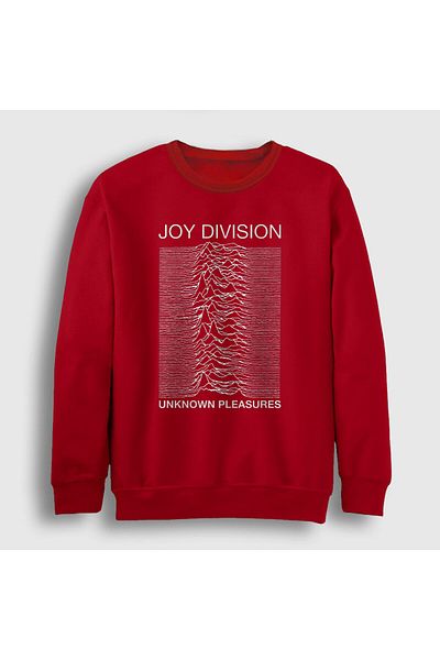 Presmono Унисекс червен суитшърт Unknown Pleasures Joy Division 87792tt