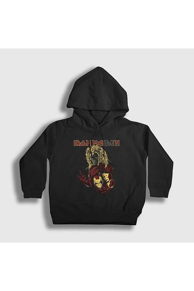 Presmono Унисекс детски суитшърт с качулка в черно с качулка Hero Iron Maiden 86138tt