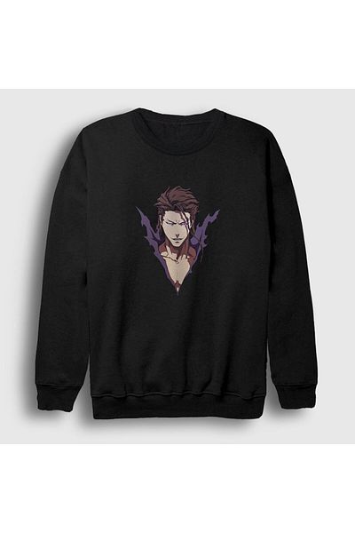 Presmono Унисекс черен суитшърт с аниме Aizen Bleach 126889tt