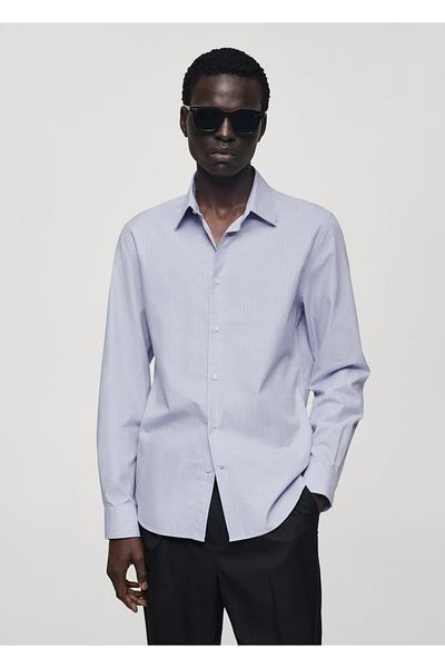 MANGO Man Slim fit tenká pruhovaná bavlněná košile