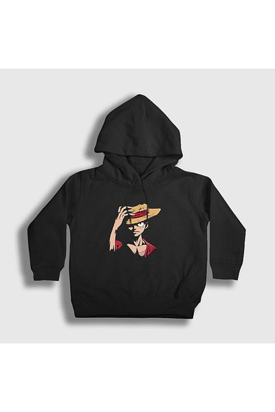 Presmono Унисекс детски черен суитшърт с качулка Luffy Anime One Piece 135992tt
