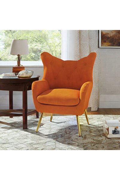 Oak House كرسي مخمل برتقالي مقاس 80x80x115 سم