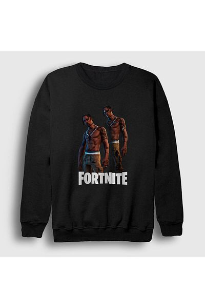 Presmono Унисекс черен суитшърт Travis Scott Fortnite 122333tt