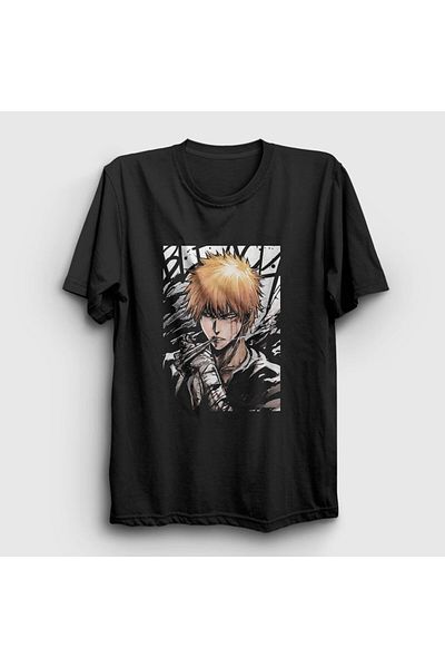 Presmono Μπλουζάκι Unisex Μαύρο Ichigo Anime Bleach 127520 ττ