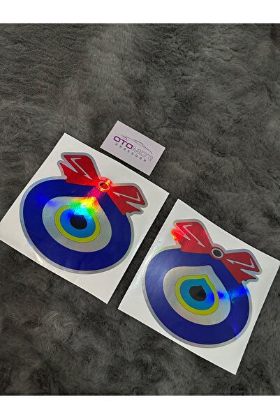 OTOMOR AKSESUAR Nazar Boncuğu Büyük Boy Hologram Etiket Sticker 2'li 16cm Tır...