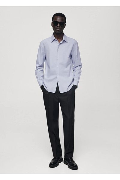 MANGO Man Slim fit tenká pruhovaná bavlněná košile
