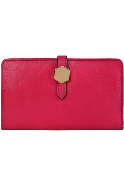Hidesign Travel 001 Wallet for Women - Red Leather, Stylish Travel Organizer with RFID Protection