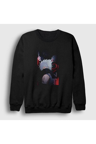 Presmono Унисекс черен суитшърт с аниме „Какаши V2“ и „Наруто“ 133611tt