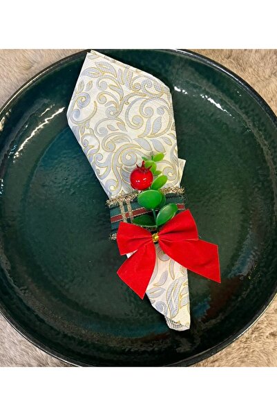 Marrone Christmas New Year - Napkin Holder Table Ornament and Ring 6 Pieces