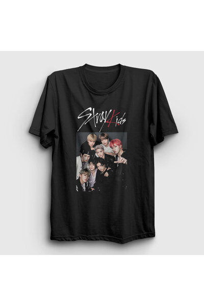 Presmono Unisex crni bend Stray Kids T-shirt 122498tt
