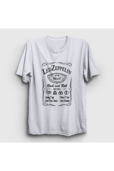 Presmono Μπλουζάκι Unisex Λευκό Old Led Zeppelin 96293tt
