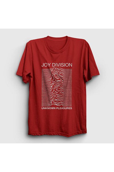 Presmono Унисекс червена тениска Unknown Pleasures Joy Division 87560tt