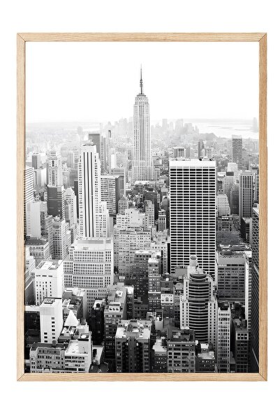 Postifull New York City Çerçeveli Tablo, Ahşap Çerçeve ve Poster, Dikey Duvar...