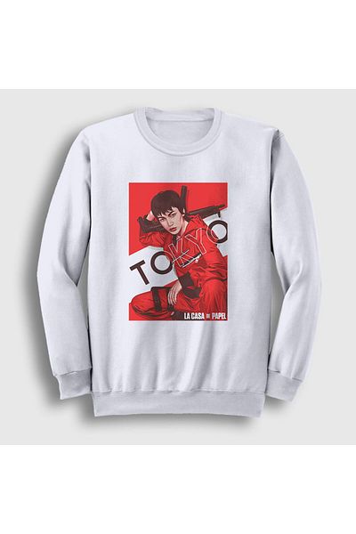 Presmono Unisex Λευκό φούτερ Tokyo La Casa De Papel 198231 ττ