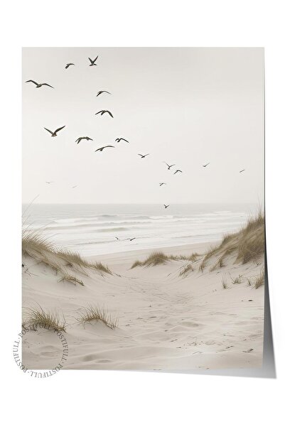 Postifull Birds by the Beach Poster, Çerçevesiz Duvar Posteri, Dikey Duvar Ta...