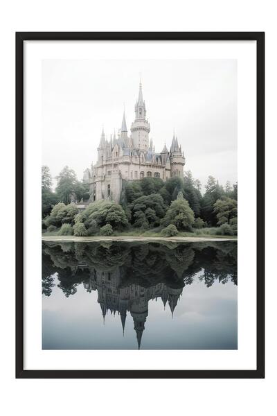 Postifull Πίνακας με κορνίζα Castle of Magic, Μαύρος καρέ και αφίσα, Σειρά Co...