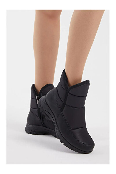 Zerenyus LUCY Fermuarlı Suya ve Soğuğa Dayanıklı Paraşüt Kumaş Siyah Kar Botu