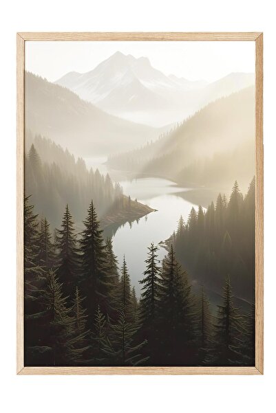 Postifull Pictură înrămată cu lacul magic, cadru din lemn și poster, pictură ...