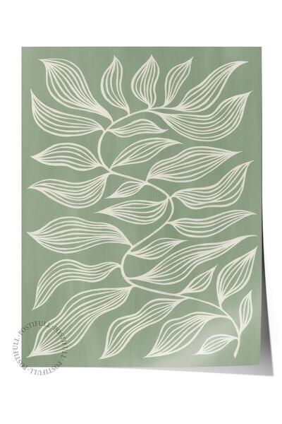 Postifull Green Botanical Poster, Frameless Wall Poster, Vertical Wall Painting Comfort Series No: 108552