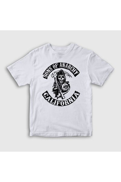Presmono Unisex Παιδικό λευκό μπλουζάκι California Sons Of Anarchy 214317 ττ