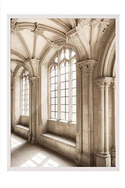 Postifull Castle Sunlight Çerçeveli Tablo, Beyaz Çerçeve ve Poster, Duvar Tab...