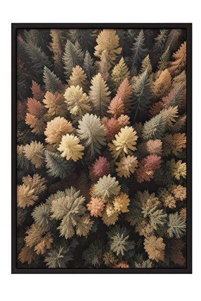 Postifull Autumn Forest Çerçeveli Tablo, Siyah Çerçeve ve Poster, Dikey Duvar...