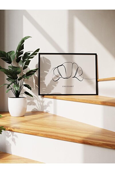 Postifull Croissant Line Art Çerçeveli Tablo, Siyah Çerçeve ve Poster, Duvar ...