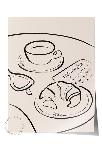Postifull French Breakfast Poster, Çerçevesiz Duvar Posteri, Dikey Duvar Tabl...