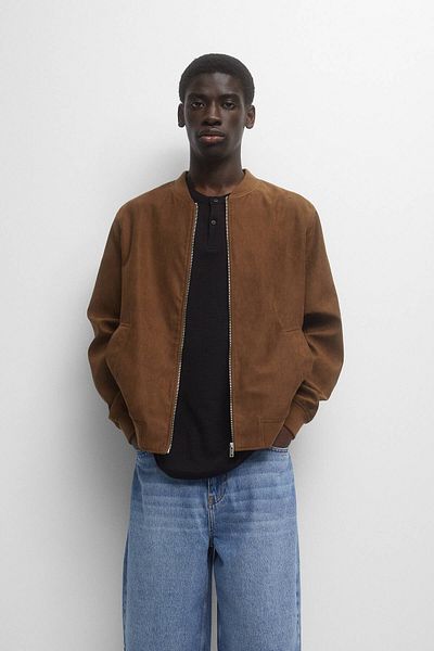 Suede jacket pull and bear top