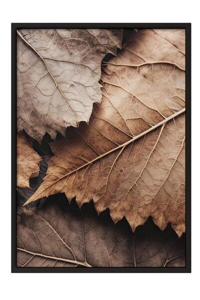 Postifull Ζωγραφική με καφέ φύλλα με κορνίζα, μαύρο πλαίσιο και αφίσα, κάθετη...