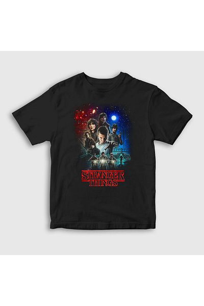 Presmono Унисекс детска черна тениска с надпис „Stranger Things“ 217851tt
