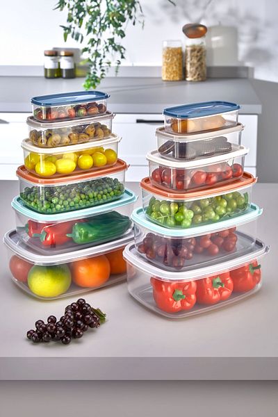 ASlife Home Set of 12 Rectangular Storage Containers 300 Ml, 500 Ml, 850 Ml, 1350 Ml, 2000 Ml, 3200 ml