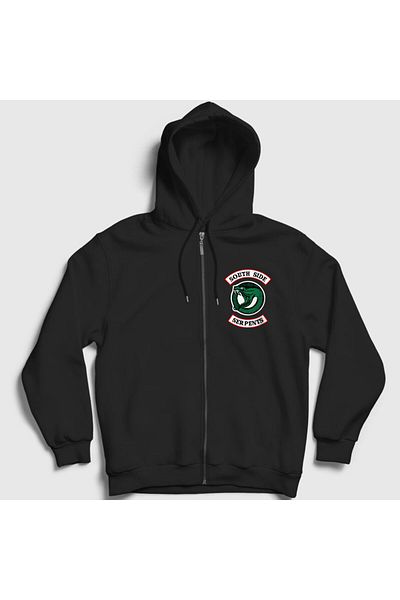 Presmono Φούτερ Unisex Μαύρο South Side Serpents V2 Riverdale με φερμουάρ με κουκούλα 207817 ττ