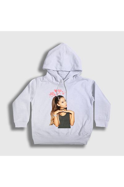 Presmono Hanorac cu glugă Ariana Grande cu inimi albe unisex pentru copii152392tt