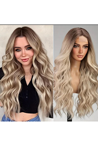 favorim peruk Ombreli ışıltılı perçemsiz tül peruk dalgalı