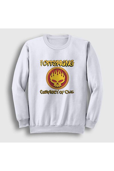 Presmono Unisex White Conspiracy The Offspring φούτερ 177261 ττ