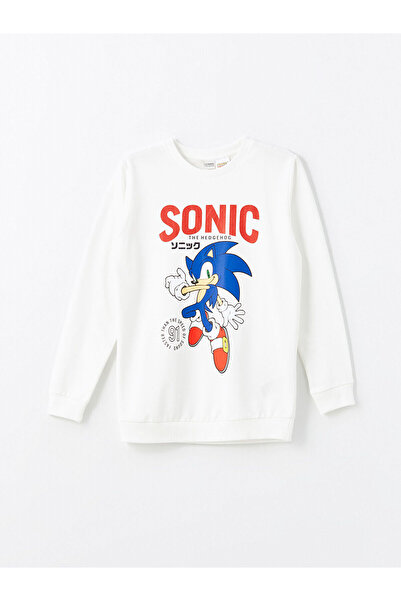 LC Waikiki LCW Bisiklet Yaka Sonic Baskılı Erkek Çocuk Sweatshirt