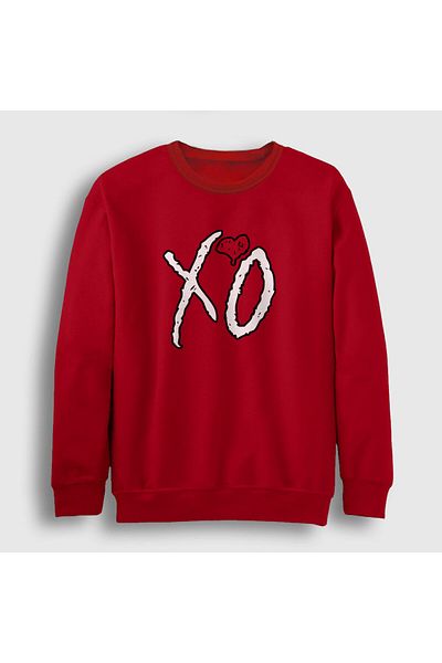 Presmono Унисекс червен суитшърт Xo The Weeknd 159352tt
