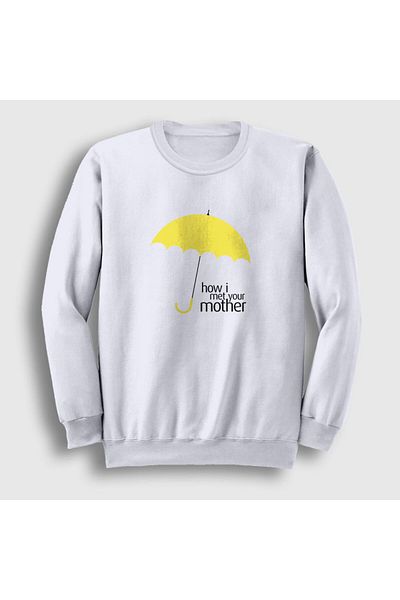 Presmono Unisex Λευκή Ομπρέλα Πώς Γνώρισα τη Μητέρα σου Φούτερ 196120 ττ
