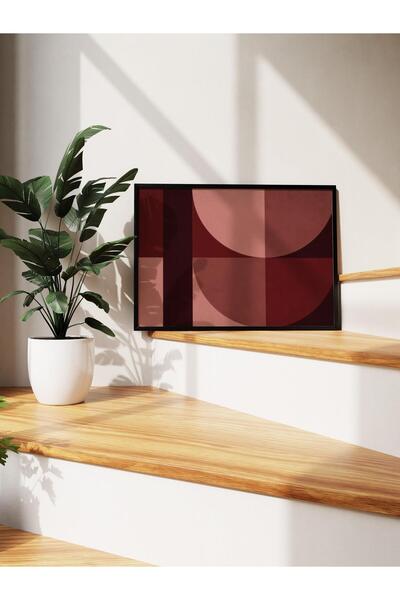 Postifull Shapes of Red Çerçeveli Tablo, Siyah Çerçeve ve Poster, Yatay Duvar...