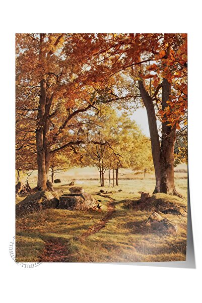 Postifull Warm Grove Canvas Poster, Unframed Wall Poster, Vertical Wall Painting Comfort Series No: 108354